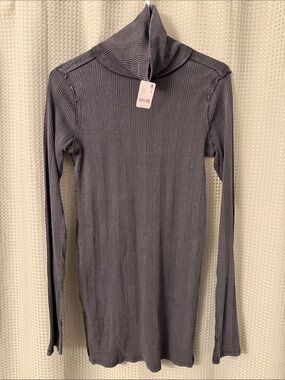 We The Free Ribbed Long-Sleeve Turtleneck Dress - Charcoal Gray